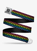 Checker Print Seatbelt Belt Neon Rainbow