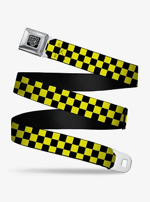 Checker Print Seatbelt Belt Neon Yellow