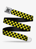 Checker Print Seatbelt Belt Neon Yellow
