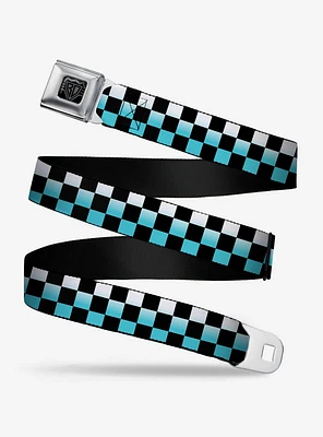 Checker Print Seatbelt Belt Ombre Turquoise