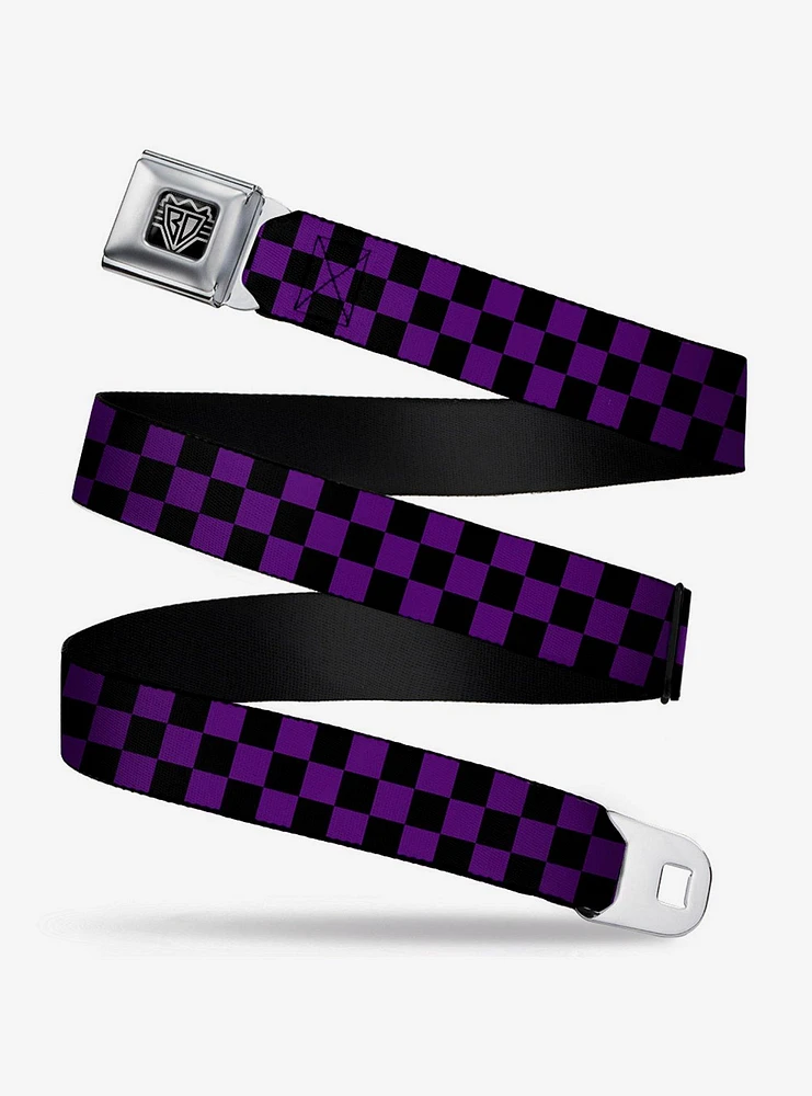 Checker Print Seatbelt Belt Purple