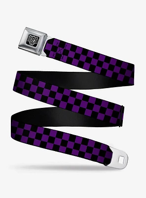 Checker Print Seatbelt Belt Purple