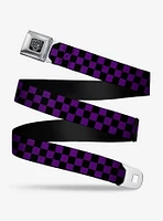 Checker Print Seatbelt Belt Purple