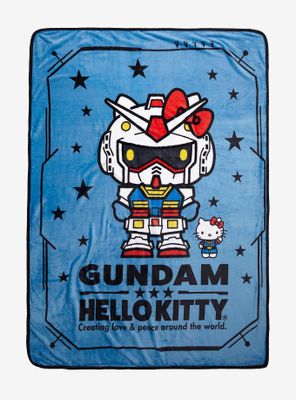 Hello Kitty X Gundam Throw Blanket
