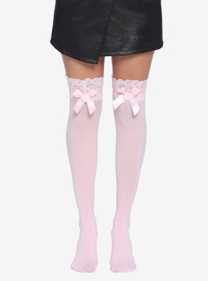 Pink Rose Lace Thigh Highs
