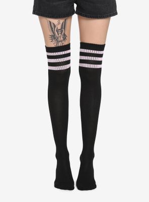 Pink Varsity Stripe Over-The-Knee Socks