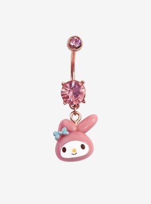 14G Steel My Melody Rose Gold Pink Gem Barbell