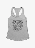 Teenage Mutant Ninja Turtles Group Fight Pose Outline Girls Tank