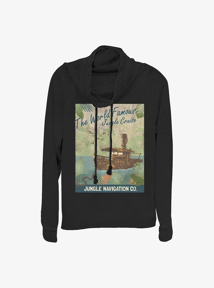 Disney Jungle Cruise Vintage Poster Cowlneck Long-Sleeve Girls Top