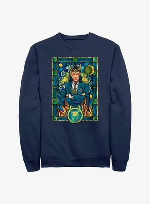 Marvel Loki Stained Glass Window Crew Sweatshirt