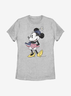Disney Minnie Mouse Vintage American Flag Fill Womens T-Shirt