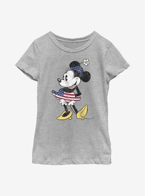 Disney Minnie Mouse Vintage American Flag Fill Youth Girls T-Shirt