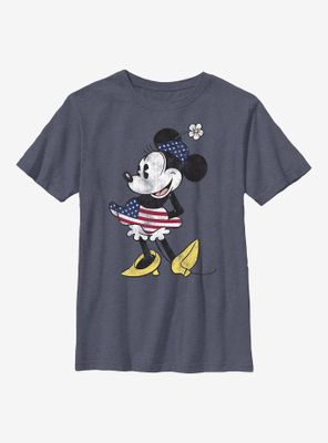 Disney Minnie Mouse Vintage American Flag Fill Youth T-Shirt