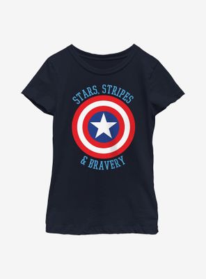 Marvel Avengers Stars Stripes & Bravery Youth Girls T-Shirt