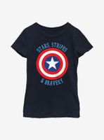 Marvel Avengers Stars Stripes & Bravery Youth Girls T-Shirt
