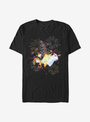 Marvel Deadpool Unicorn Fireworks T-Shirt
