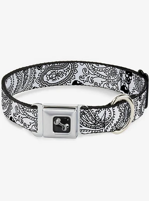 Bandana Skull Print Seatbelt Dog Collar Black