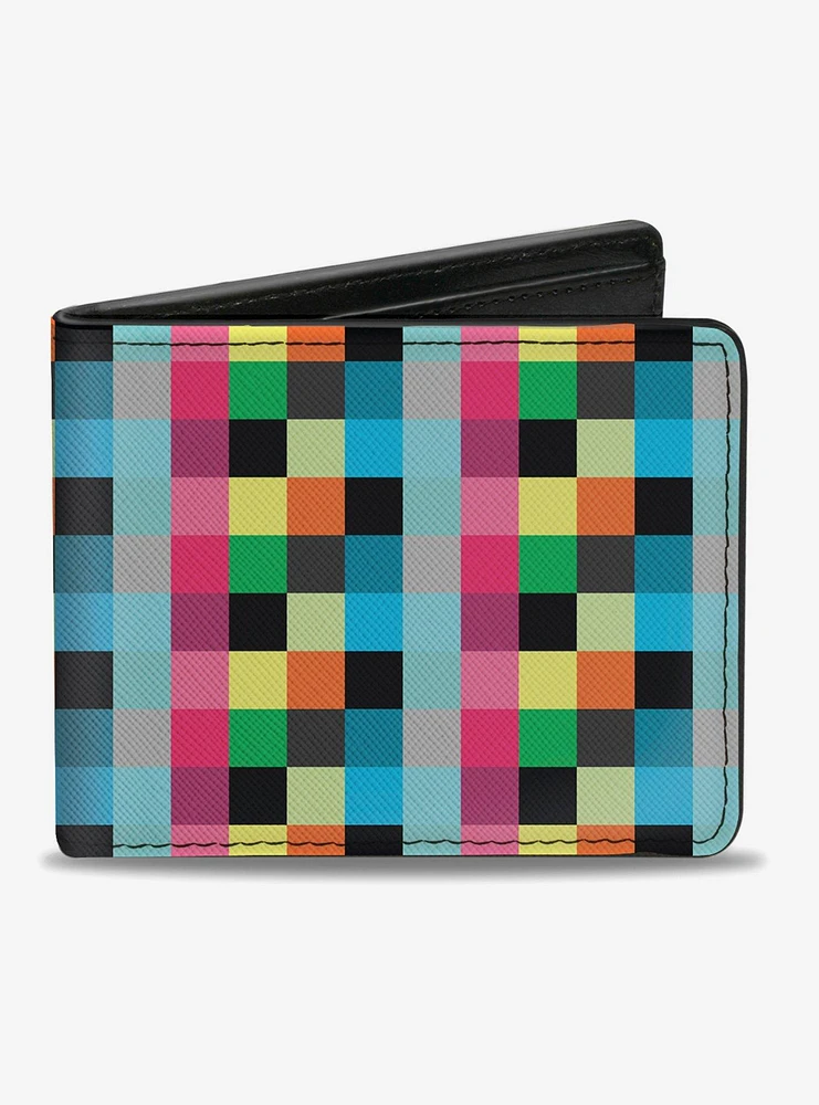 Checker Print Bifold Wallet Bright Pastel