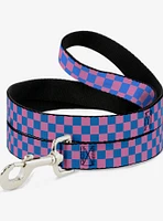 Checker Print Dog Leash Baby Pink Blue