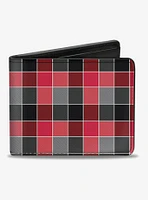 Checker Print Bifold Wallet Mosaic Red