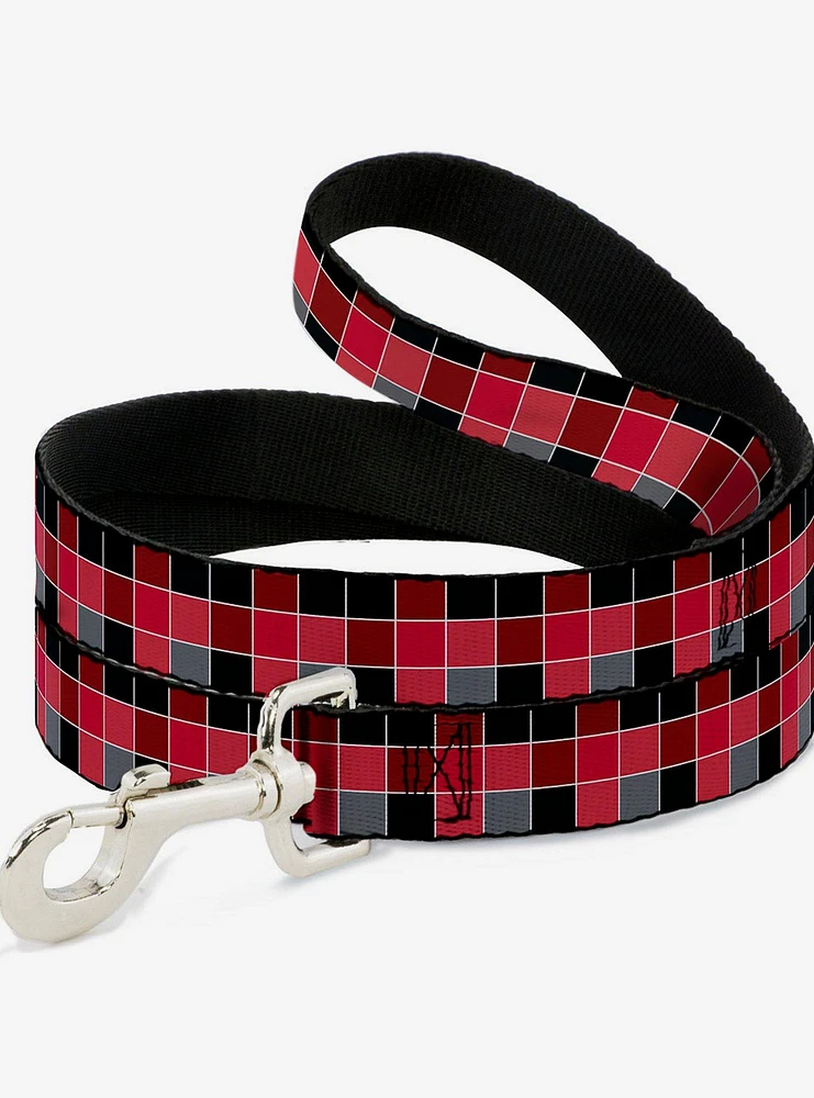 Checker Print Dog Leash Mosaic Red