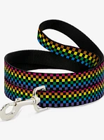 Checker Print Dog Leash Neon Rainbow