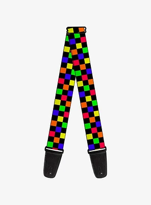 Checker Print Guitar Strap Neon