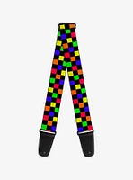 Checker Print Guitar Strap Neon