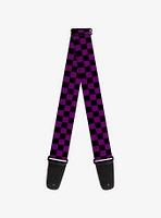 Checker Print Guitar Strap Purple