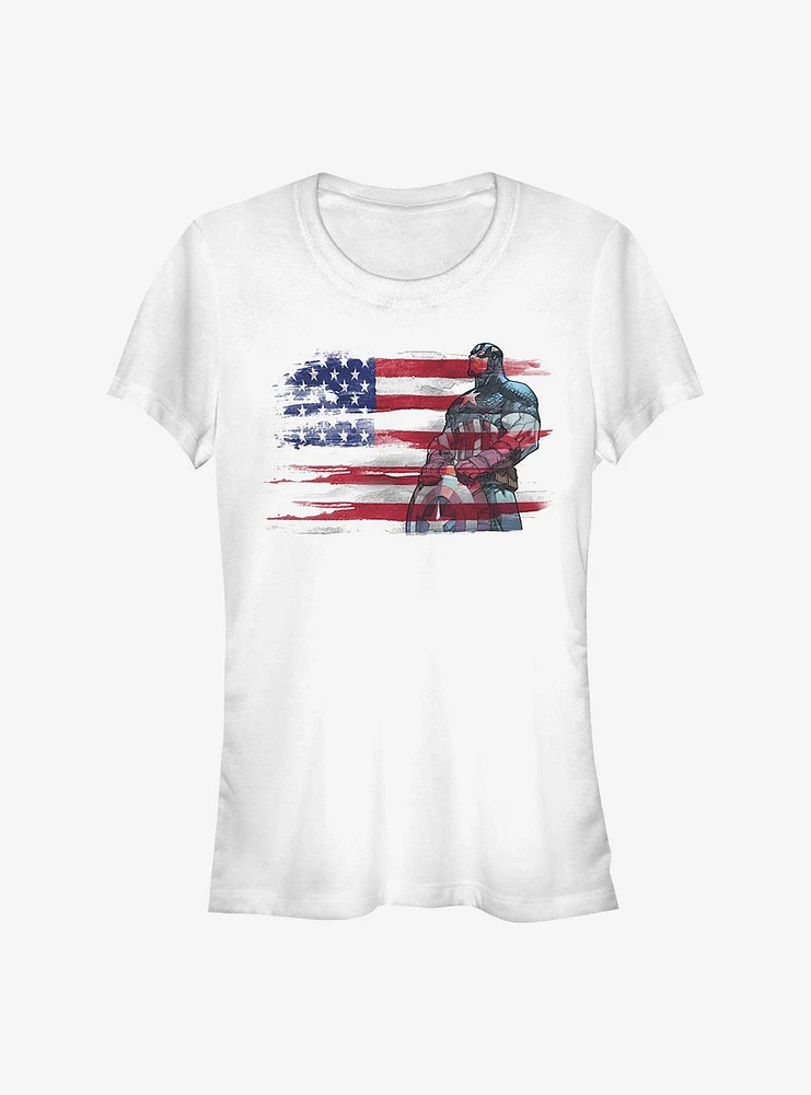 Marvel Captain America Capt Ink Flag Girls T-Shirt