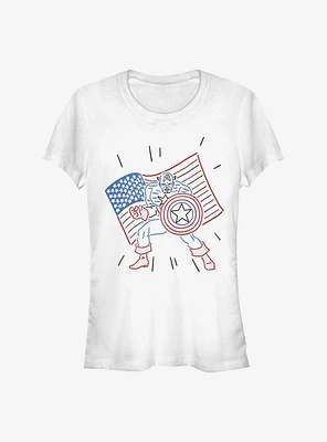 Marvel Captain America Line Art Girls T-Shirt