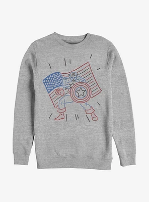 Marvel Captain America Line Art Crew Sweatshirt