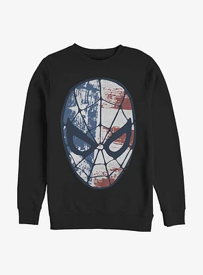 Marvel Spider-Man American Flag Crew Sweatshirt