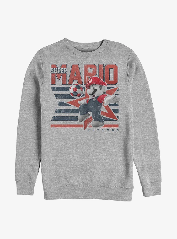 Nintendo Mario Soccer Stripes Crew Sweatshirt