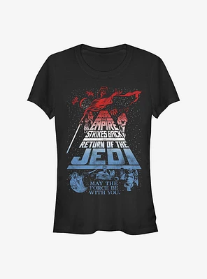 Star Wars Jedi Red White And Blue Title Girls T-Shirt
