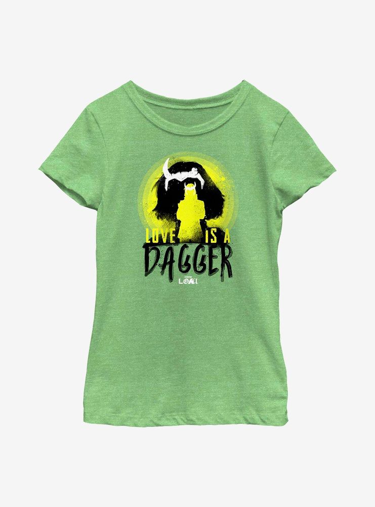 Marvel Loki Love Is A Dagger Silhouettes Youth Girls T-Shirt