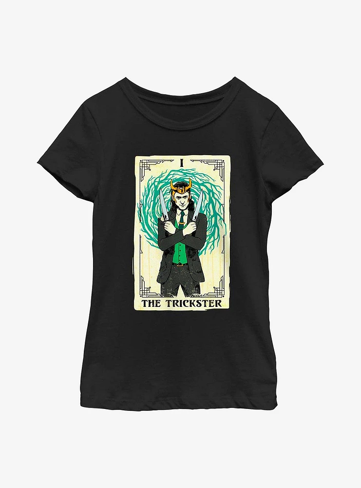 Marvel Loki Trickster Tarot Card Youth Girls T-Shirt