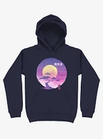 Neon Bonsai Wave Navy Blue Hoodie