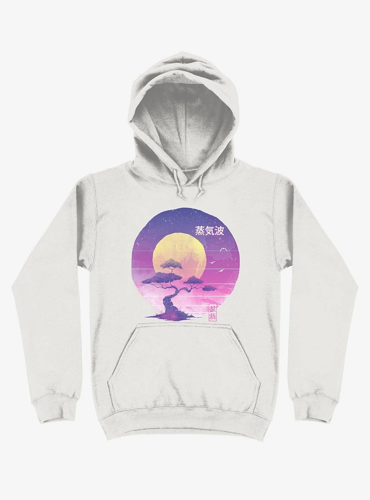 Neon Bonsai Wave White Hoodie