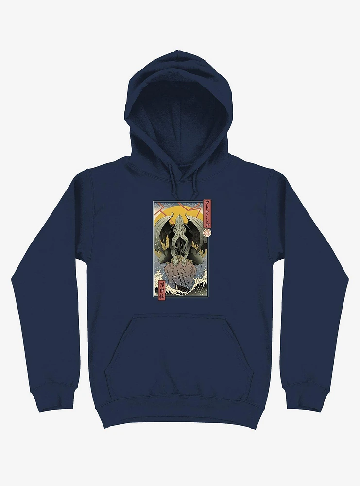 Ocean Cthulhu Edo Navy Blue Hoodie