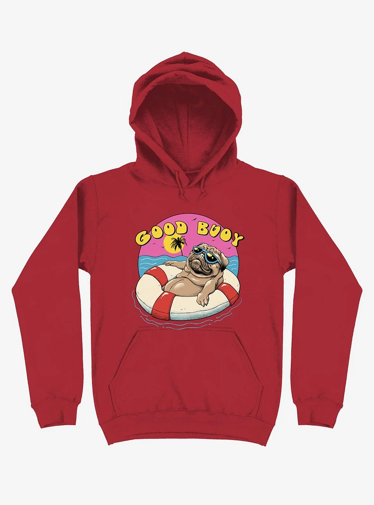 Ocean Pug Good Buoy! Red Hoodie