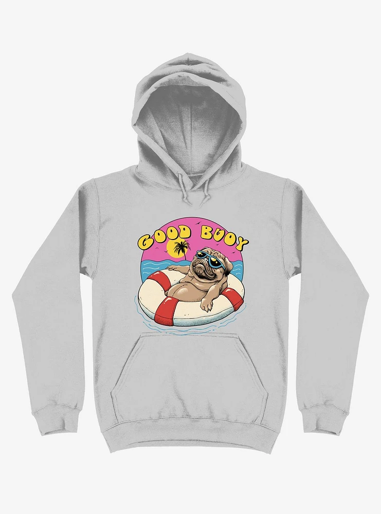 Ocean Pug Good Buoy! Silver Hoodie