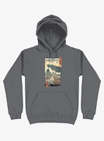 Dinosaurs Jurassic Ukiyo-e Asphalt Grey Hoodie