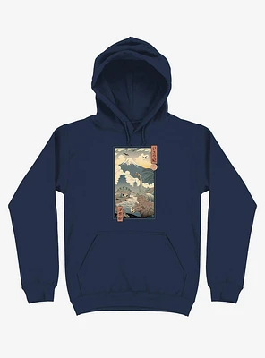 Dinosaurs Jurassic Ukiyo-e Navy Blue Hoodie