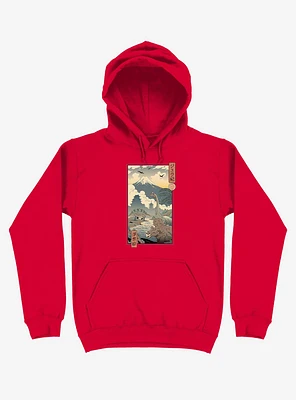 Dinosaurs Jurassic Ukiyo-e Red Hoodie