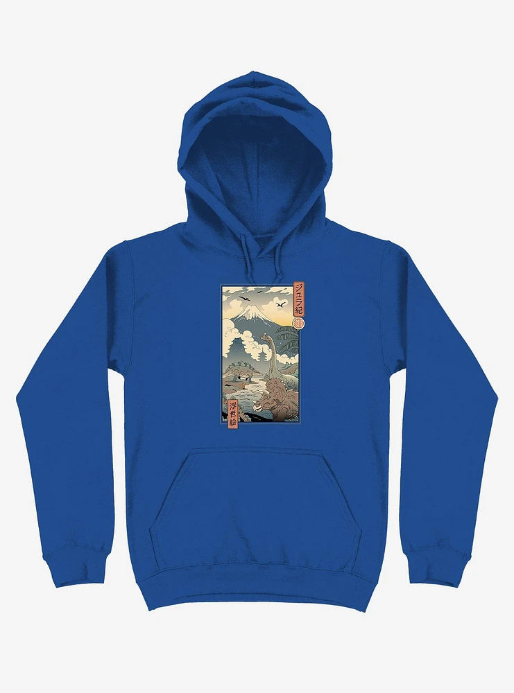 Dinosaurs Jurassic Ukiyo-e Royal Blue Hoodie