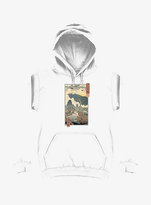 Dinosaurs Jurassic Ukiyo-e White Hoodie