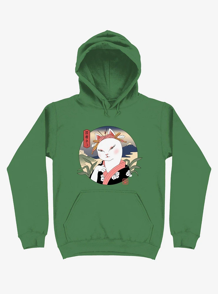 Cat Neko Geisha Kelly Green Hoodie