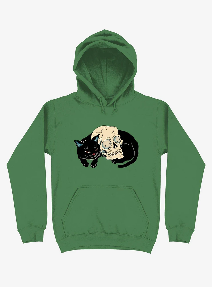 Cat Neko Skull Kelly Green Hoodie