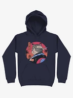 Samurai Cat Navy Blue Hoodie